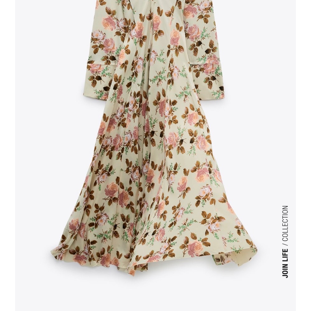 Zara Cream Floral Print Dress XS And M - Picture 6 of 9
